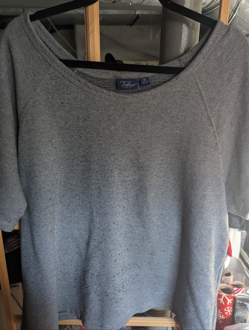 Indigo Heather Gray/Blue Crewneck Short-Sleeve Sweater